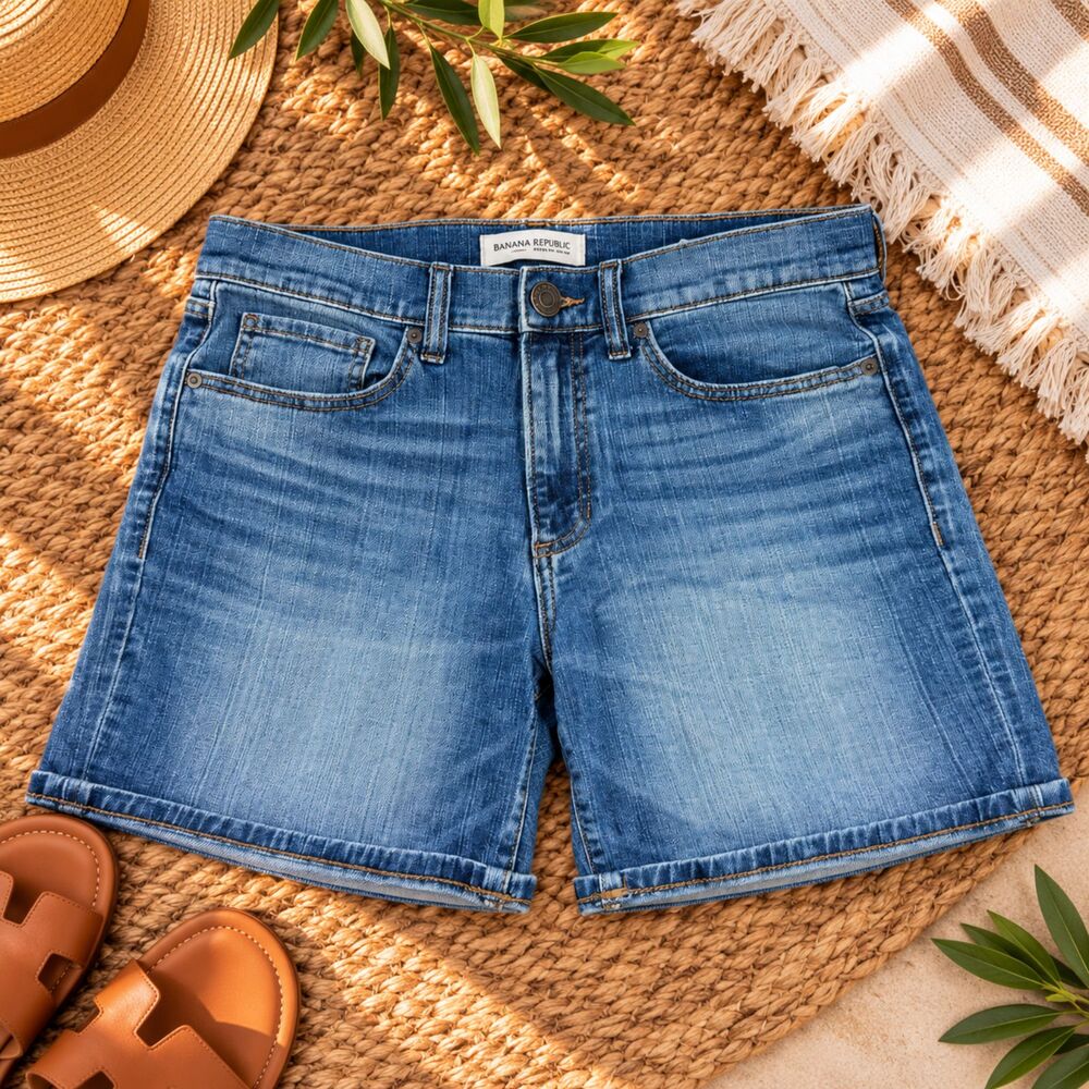 Banana Republic Boyfriend Roll-Up Shorts Denim Jean Shorts Womens Size 27